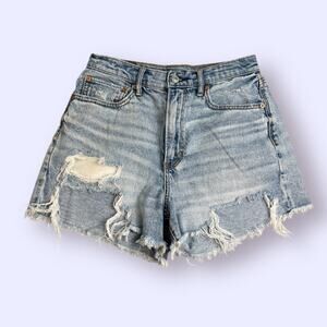 American Eagle Jean Shorts Women Size 6 Highest Rise 90s Boyfriend Blue Denim